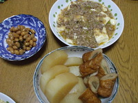 麻婆豆腐と大根煮