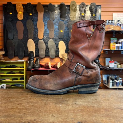 レッドウィング/Redwing専門修理のBECKMAN:8271エンジニアブーツ-PT99 ×Vibram#100ハニー+ヒールカウンター交換+カビ取り・丸洗い