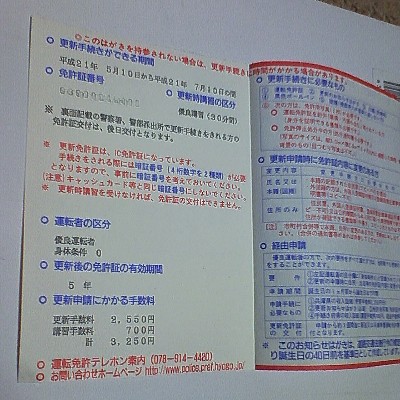 運転免許の更新の案内がきました