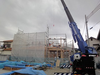 中津の家、新築工事進行中