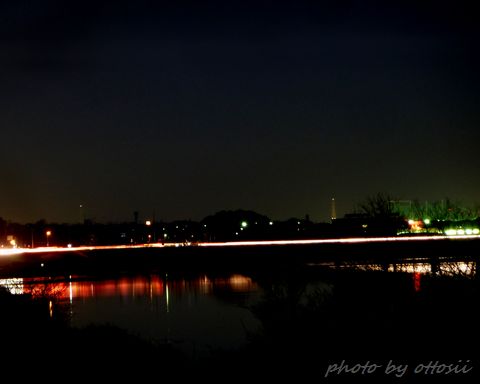 堤防の夜景